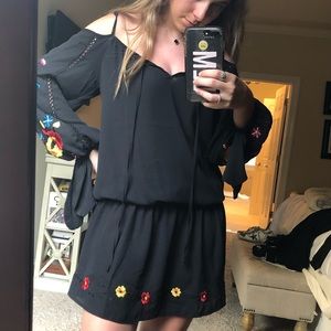 off the shoulder ruched waist dress